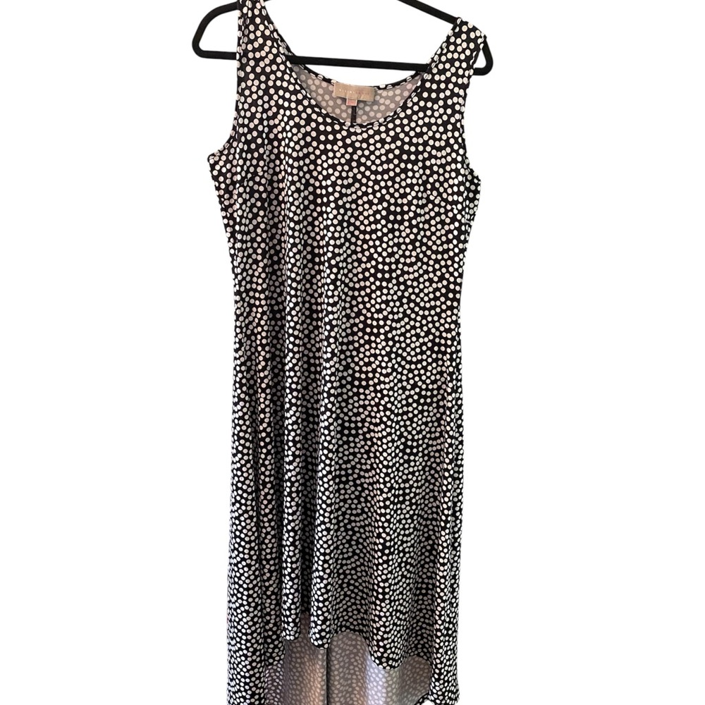 🇨🇦 Divine Logic Black & White Polka Dot Sleeveless  Hi-Lo Dress Size XL